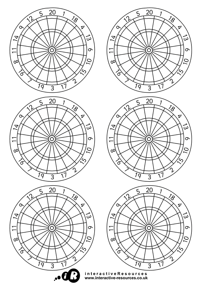  Maths Darts - Six dartboards template